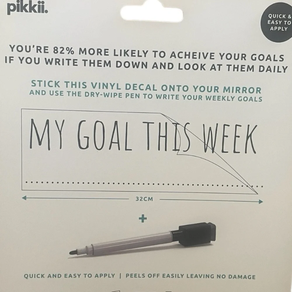 4/$20 NIB Pikkii My Goal Mirror Sticker and Pen